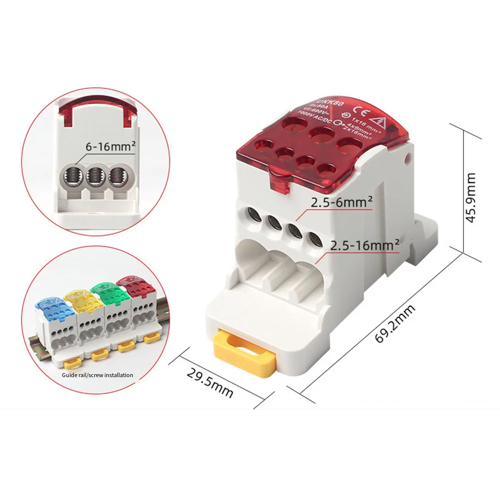 UKK80 Split Din Rail Terminal Block Junction Box Power Wire Electrical Connector For Control Cabinets Meter Boxes