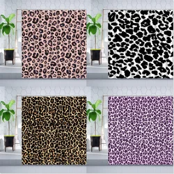 Creative Color Leopard Shower Curtain Hook Animal Texture Black White Purple Modern Dot Geometric Bathroom  Hanging Curtains Set