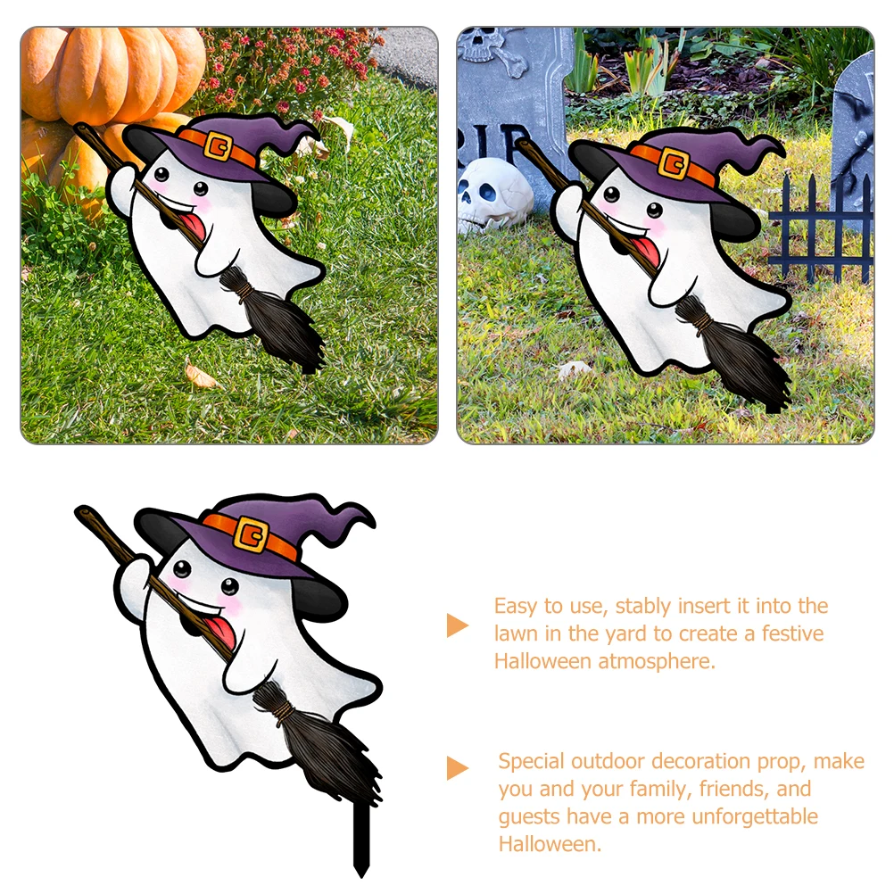 

Ghost Decoration Card Acrylic Halloween Yard Stakes Outdoor Garden Decor Lawn Signs Festive Practical Gift TYU200 A