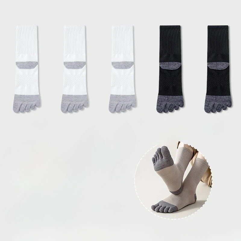 6 paia di calzini invernali da uomo semplici e comodi di media lunghezza, calzini antiodore, calzini versatili a cinque dita alla moda