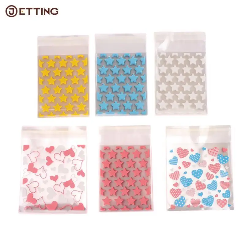 

50Pcs PVC Transparent Plastic Star Jewelry Self-adhesive Bag Candy Card Holder Photo Animation Storage Gift Package Bags