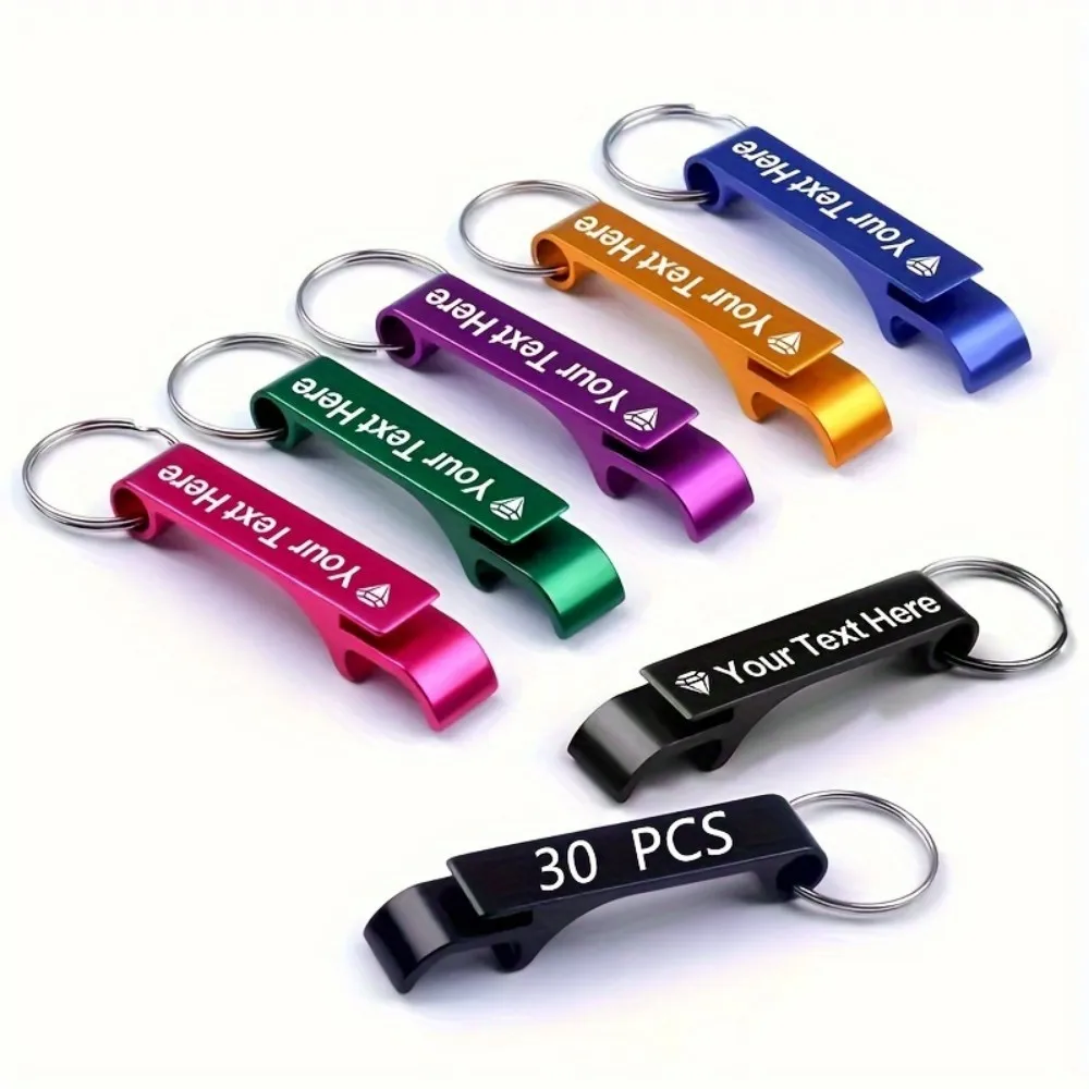 30 gepersonaliseerde aluminium sleutelhanger-flesopener - perfect voor huwelijksgeschenken, jeugdfeesten en relatiegeschenken