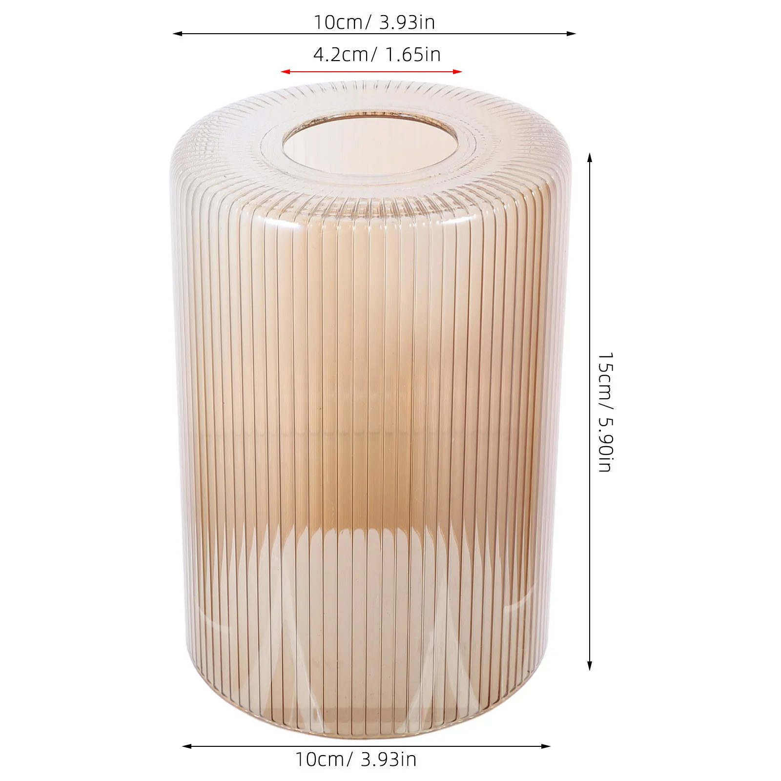 E27 Cylindrical Brown Glass Lampshade Striped Design Replacement for Pendant Ceiling Wall Fixtures 42Mm Fitter Indoor Soft Light