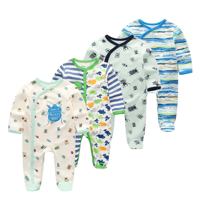 

4Pcs/Lot Baby Unisex Rompers Cartoon Cotton Newborn Boy Girl Full Sleeve Jumpsuitss Spring Autumn Infant Onesies Clothing Set