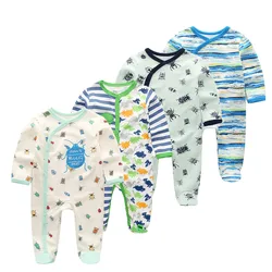 4Pcs/Lot Baby Unisex Rompers Cartoon Cotton Newborn Boy Girl Full Sleeve Jumpsuitss Spring Autumn Infant Onesies Clothing Set