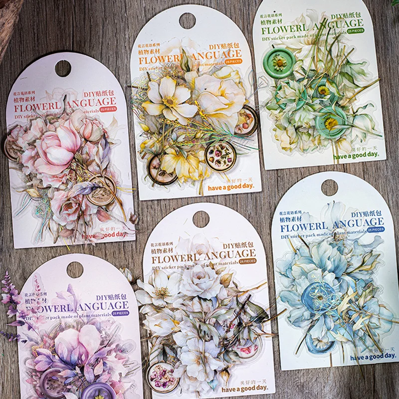 Mr. Paper 2Style 75Pcs/bag Botanical Handmade DIY Sticker Pack Creative Handbook Scrapbook Stickers