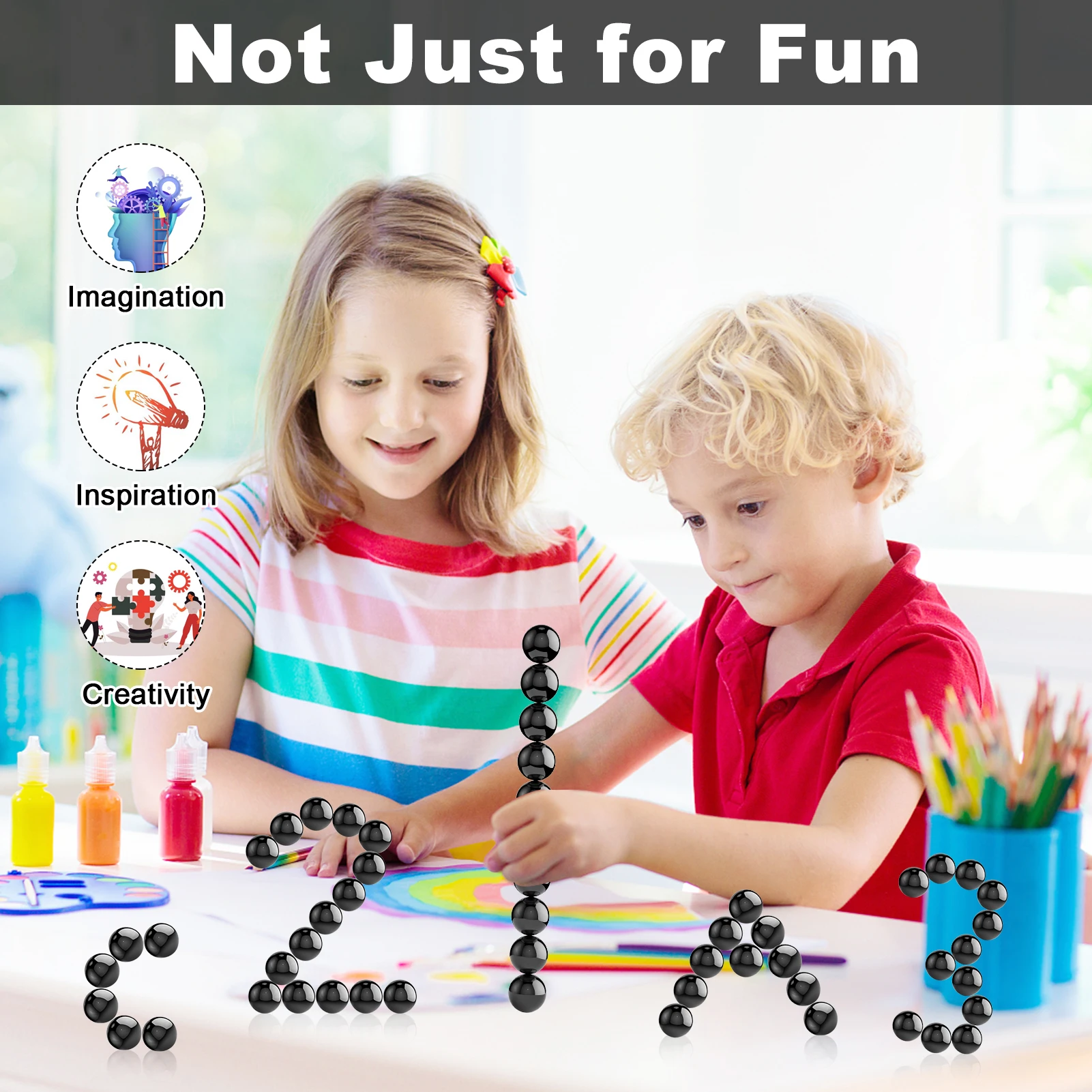 21 pièces aimant boule noire Fidget jouet bricolage hématite pierres jouets pour adultes Kit scientifique pour soulager l'anxiété hochet magnétique serpent cadeau