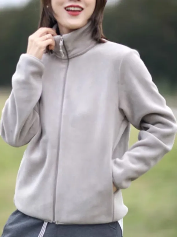 Dames Thiened Fce Rits Hoodie Jaet Casual Spor Warm Base irt Top Loose Fit Herfst Winter Bovenkleding