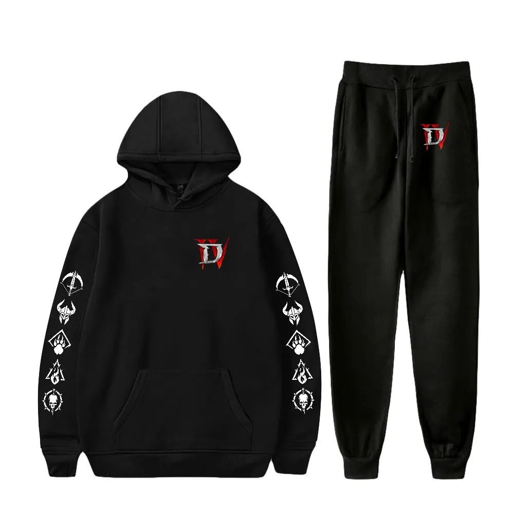 

Game Diablo IV Hoodie Jogger Pants Two Piece Set Sweatshirts+Sweatpants Harajuku Streetwear Women Men's Set