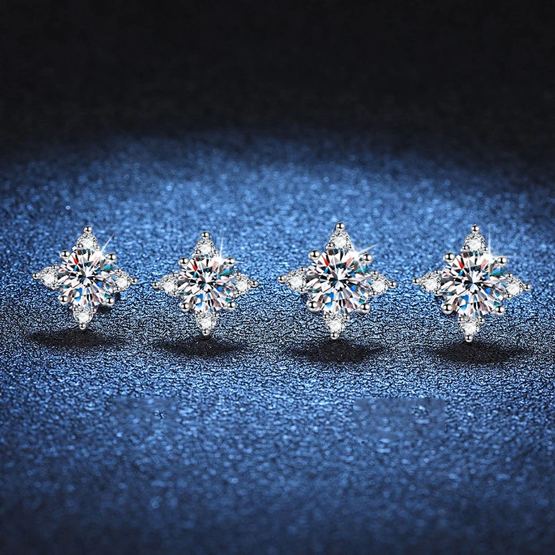 NASIA 1ct 6.5mm D Color Moissanite Earrings S925 Sterling Silver White Gold Plated Stud Earring Wedding Jewelry for Women 2026