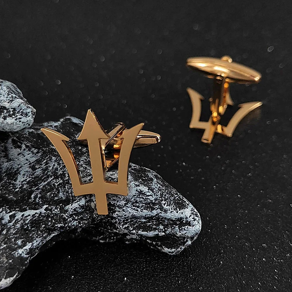 أزرار أزرار قميص من الفولاذ المقاوم للصدأ من Poseidon للرجال ، إله يوناني قديم ، إله توأم ، هدية حفل زفاف ، مجموعة مجوهرات