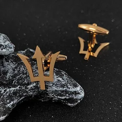 Poseidon Cufflinks for Men Ancient Greek God Trident Twins Shirt Button Wedding Party Gift Stainless Steel Collection Jewelry