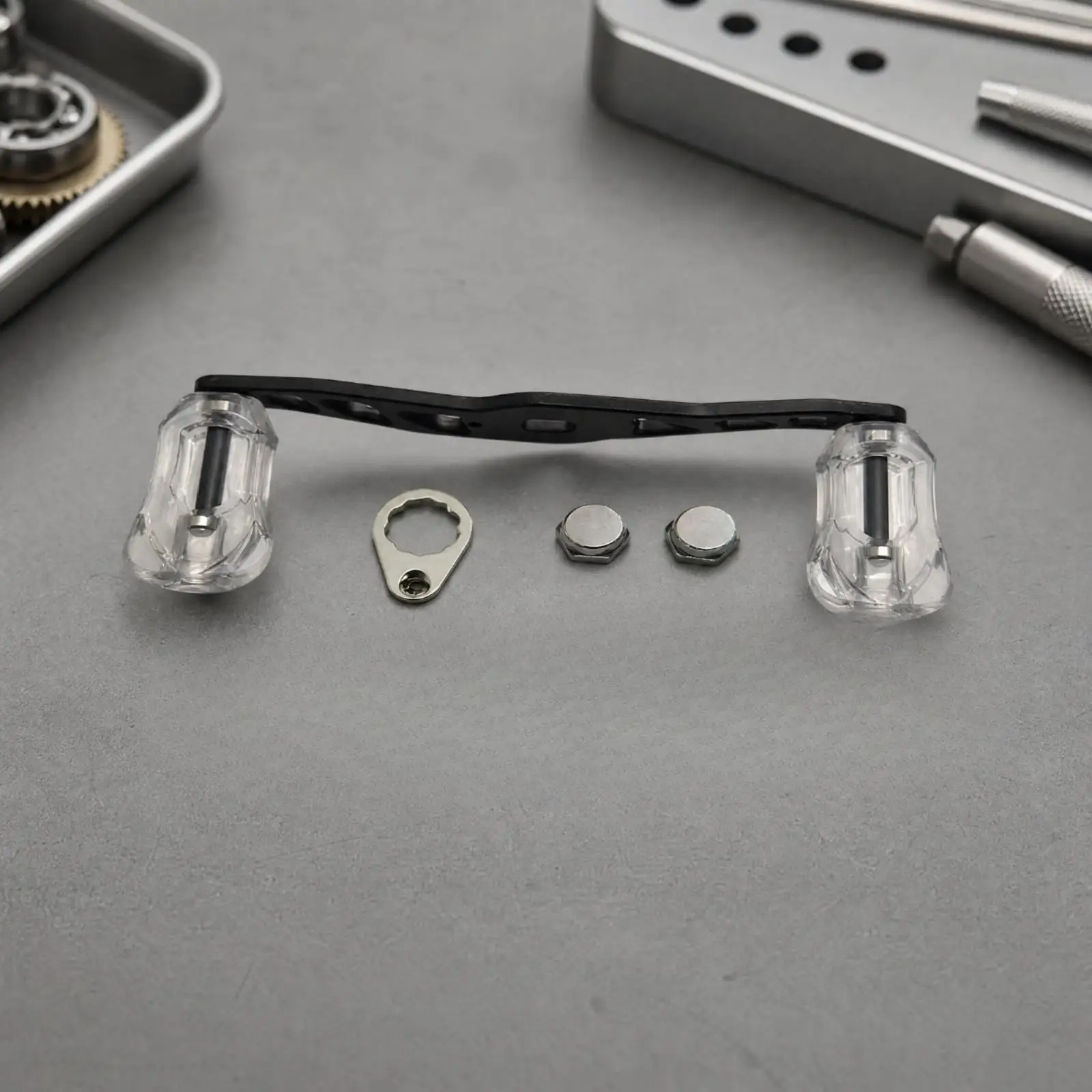 Baitcaster Reel Handle 140mm Double Knob Crank Arm with Nut Washer for Spinning Reel Left Right Hand Custom Swap