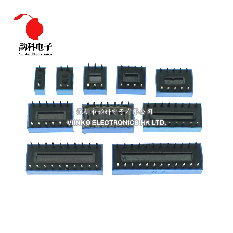 10pcs Slide Type Switch Module 1 2 3 4 5 6 7 8 10 12 PIN Bit 2.54mm Position Way DIP Blue Pitch Toggle Switch Blue Dial Switch