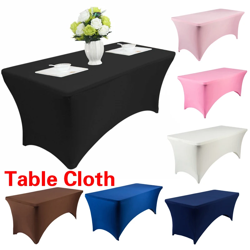 Wedding Spandex Table Cloth lycra Table Cover Rectangle Hotel Banquet Party Meeting Room Decor Cocktail High Stretch Tablecloth