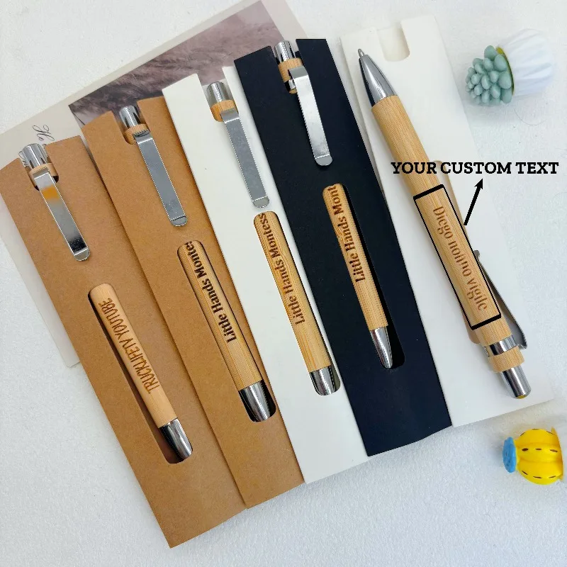 40/80 Sets personalisierte Bambus-Kugelschreiber mit Geschenkbox für Hochzeit, Verlobung, Party, Gastgeschenke, Unternehmen, Geschäftsgeschenke – Detail 4