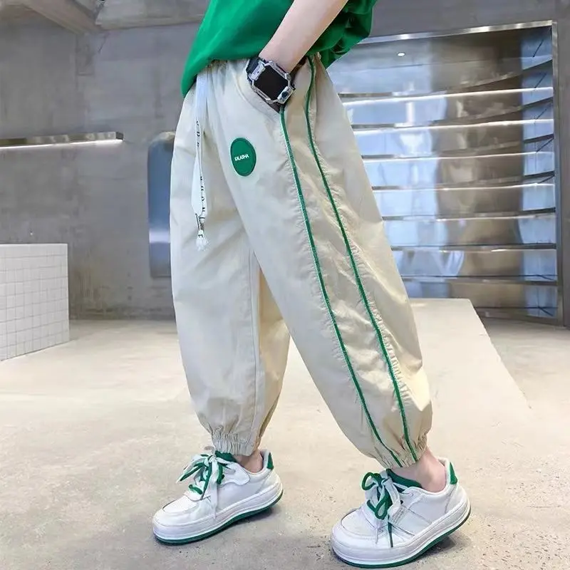 

Boys Clothing Summer Thin 2023 New Kids Casual Sports Korean Version Loose Contrasting Colors Elastic Waist Spliced Pocket Pants