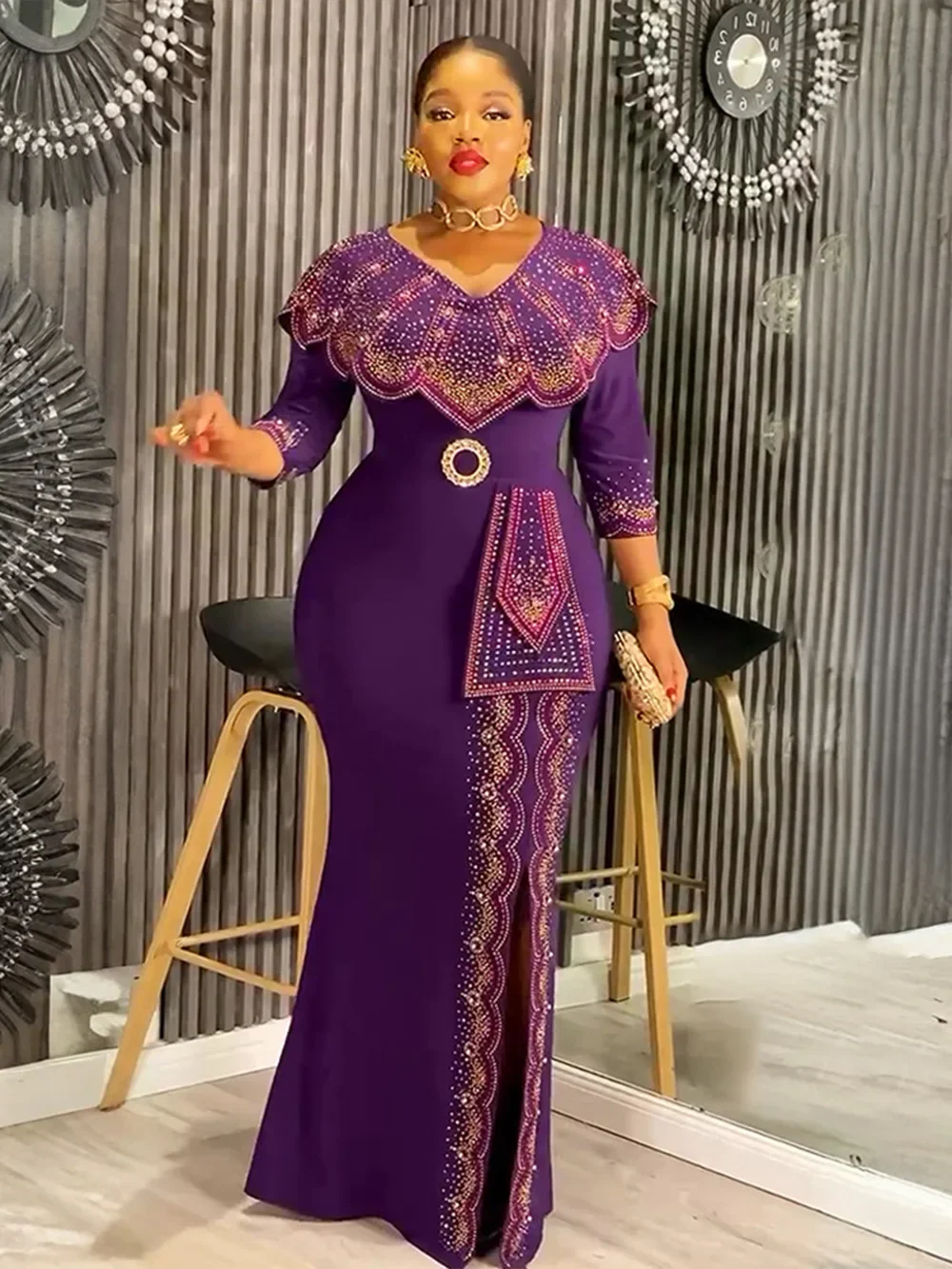 

Plus Size African Party Dresses for Women 2025 New Fashion Dashiki Ankara Wedding Evening Gown Elegant Turkey Muslim Maxi Dress