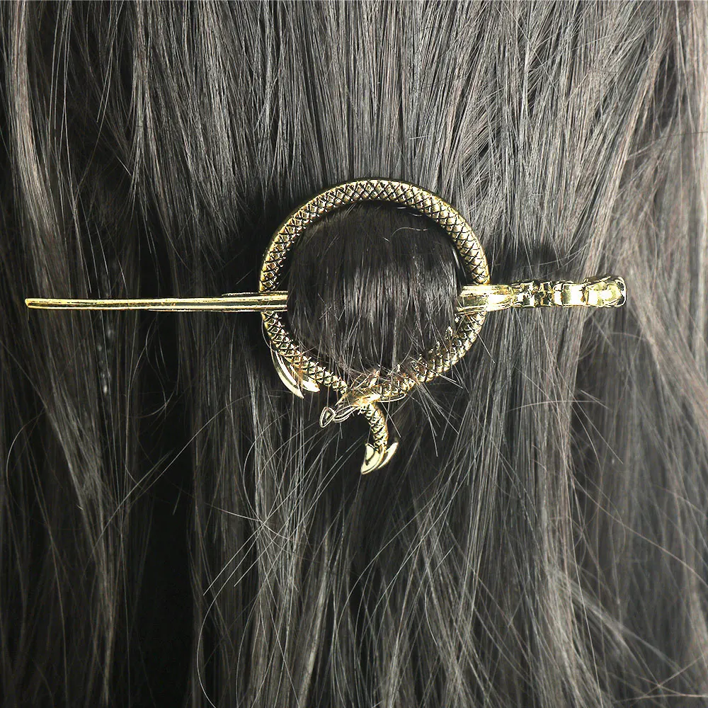 Metal Hairpins Hair Clips Viking Runes Dragon Hair Stick Women Wyvern Vintage Celtics Knots Hair Accessories Holder Jewelry