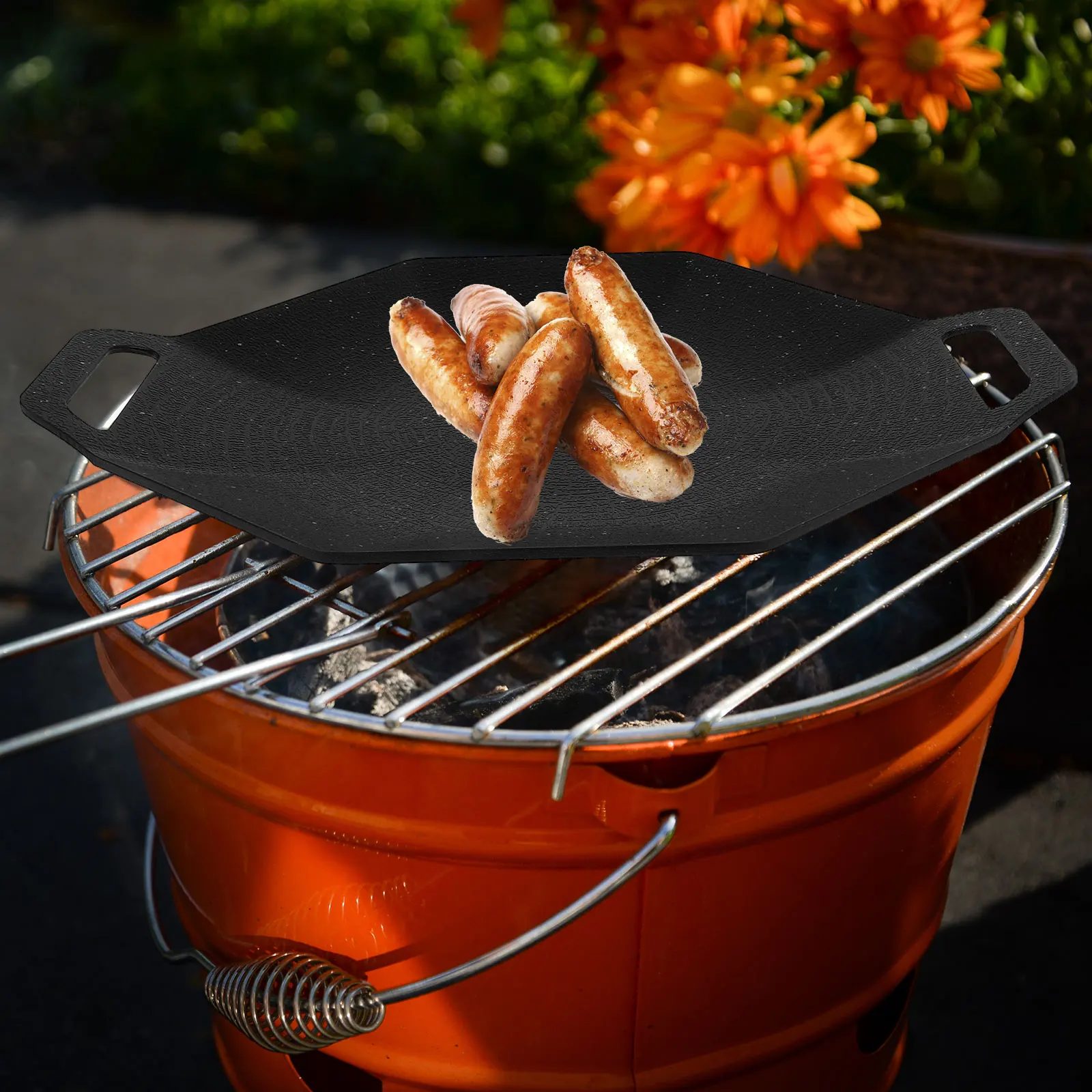 

Portable 34cm Nonstick Grill Pan Camping BBQ Plate Outdoor Kitchen Stainless Steel Bbq Grilled Steak Pan