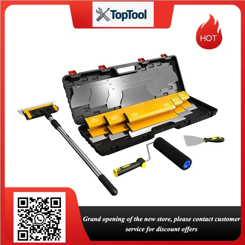 Complete Drywall Tool Kit, Multi Size Stainless Steel Skimming Blades, Replacement Blades and Putty Roller Brush Set