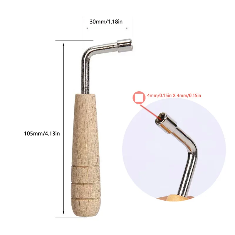 Harp Tuning Wrench – Wood Handle Hexagon Adjustment Tool, External Hexagon Tuning Lever for Harp String Instrument