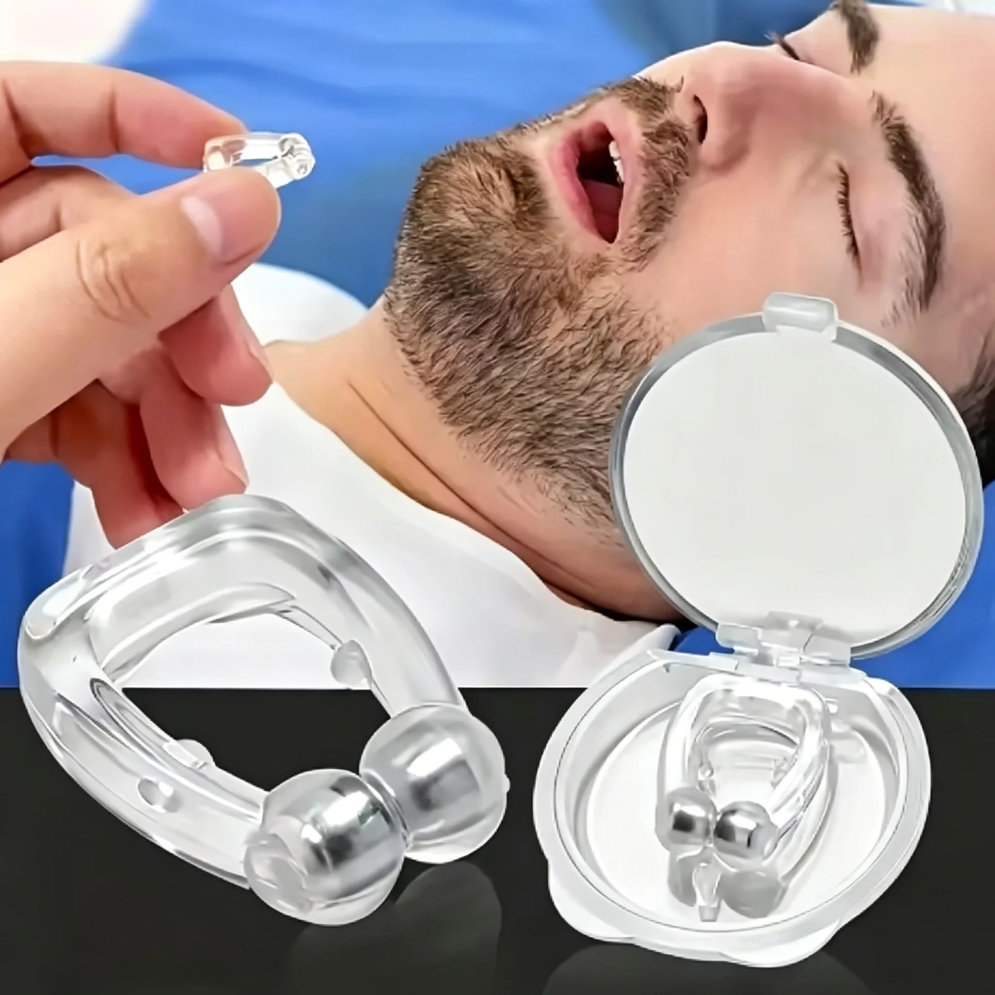 Anti Snore Sleep Aid Magnetic Anti Snoring Nose Clip  Ergonomic Sleeping Aid Accessories Improve Night Sleeping Device With Case