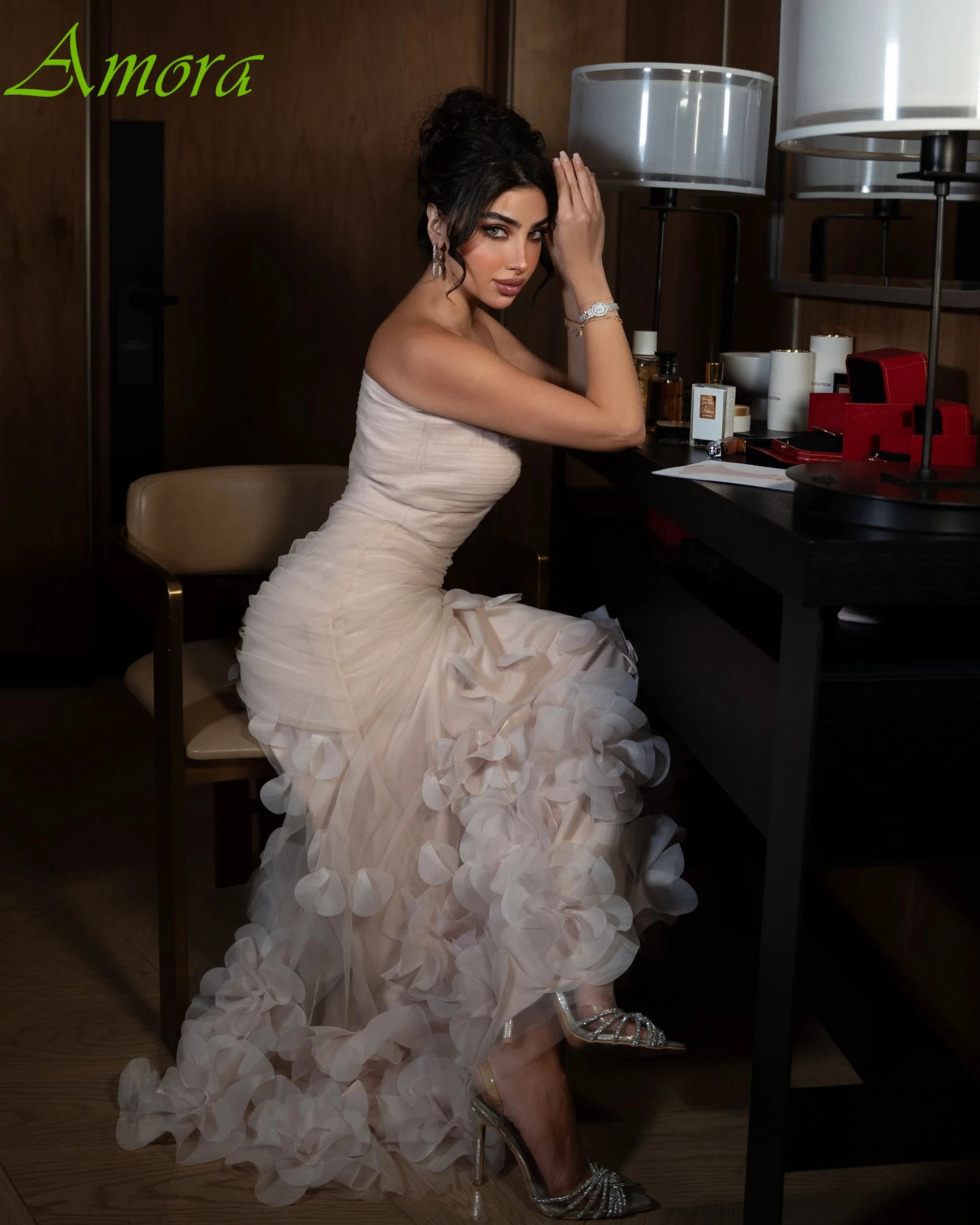 Robe de soirée trapèze personnalisée, sans bretelles, sans manches, élégante, formelle, délicate, sur mesure, robes d'occasion, robe de soirée moderne à la mode