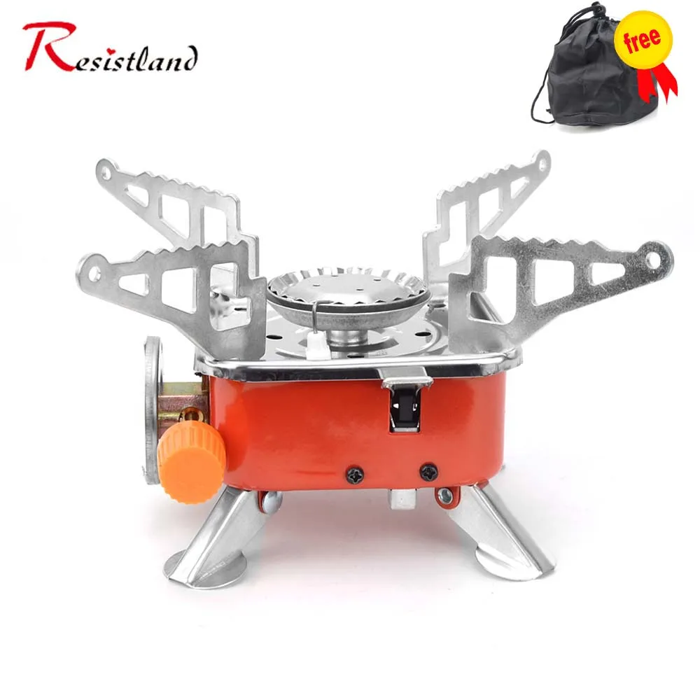 Outdoor Mini Square Stove Portable Folding Gas Stove Card Camping Cooking Utensil Ultra-Light Travel Cookware For Hiking Fishing