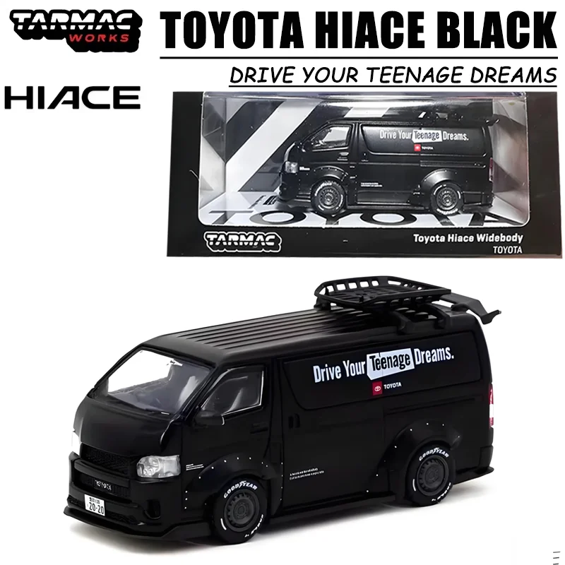 Tarmac Works 1/64 TOYOTA HIACE Black Drive Your Teenage Dreams Alloy Toy Motor Vehicle Diecast Metal Model Gifts