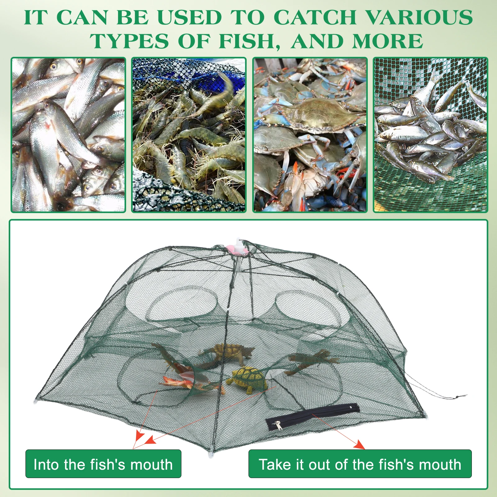 طوي كراب صافي ستة مدخل مظلة رئيس تصميم طوي أسلاك الفولاذ الصيد البلم الروبيان السرطانات جراد البحر جراد البحر #6