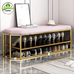 Changing Shoe Stool Household Shoe Cabinet Seat Stool Luxury Entry Door Shoe Stool Soft Bag Cushion Shoe Ottomans Porch Sitting