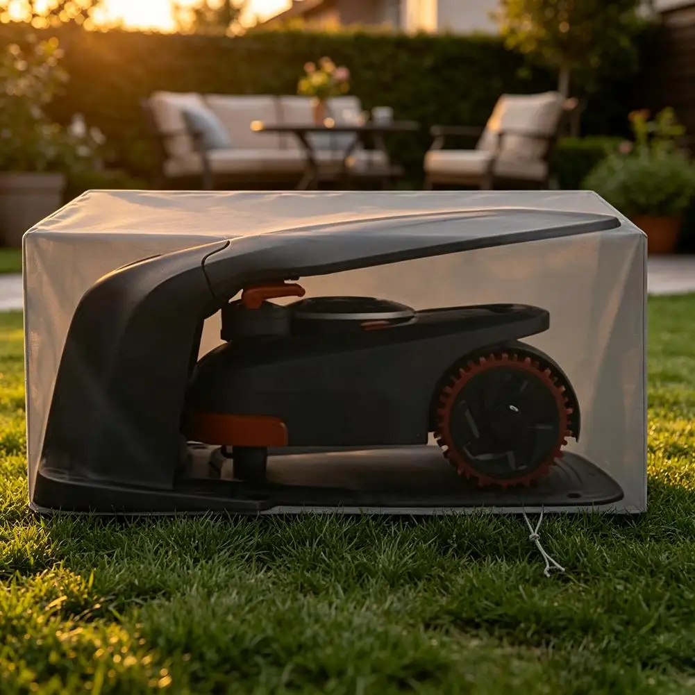 Robotic Grass Trimmer Cover 210D Oxford Waterproof Fabric Lightweight Easy Installation 78x56x36cm 94x64x46cm Black