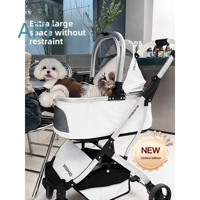Foldable Pet Stroller for Small Medium Dogs Cats Blue Lightweight Outdoor Pushcart for Dogs for Cats for Puppies for