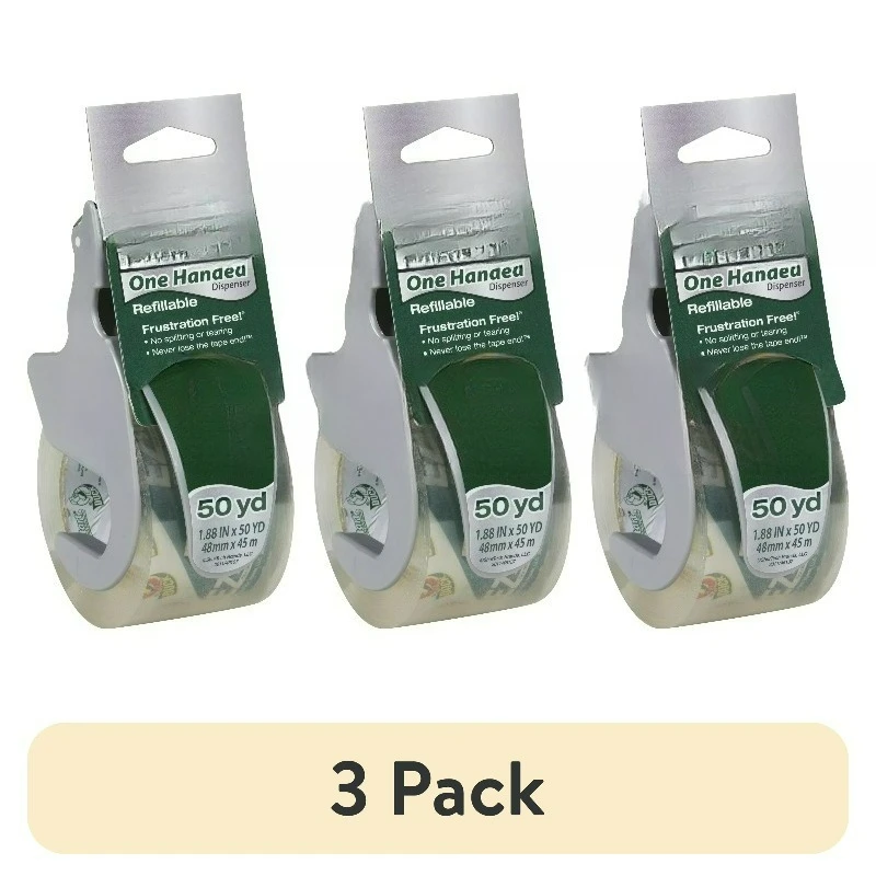 

(3 pack) 1.88" x 50 yd Clear Acrylic Packing Tape One-handed Dispenser