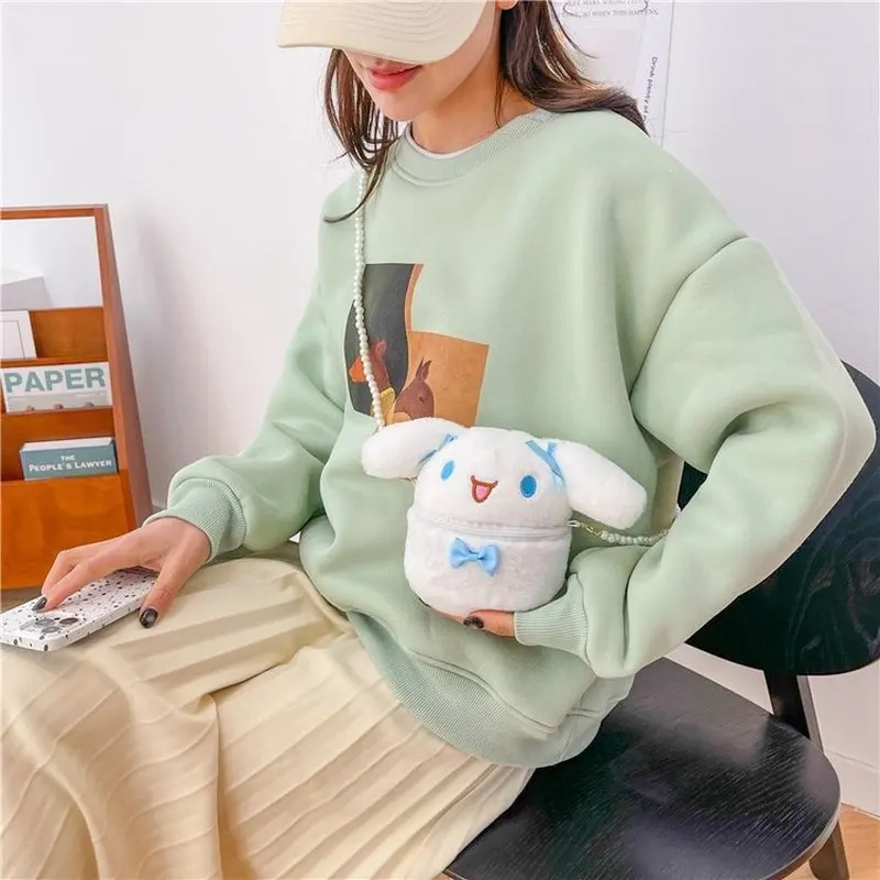 2024 Miniso Nieuwe Sanrio Mini Parel Ketting Diagonale Kleine Emmer Tas Schattige Melodie Hello Kitty Pluche Tas Japanse Geld Opbergtas