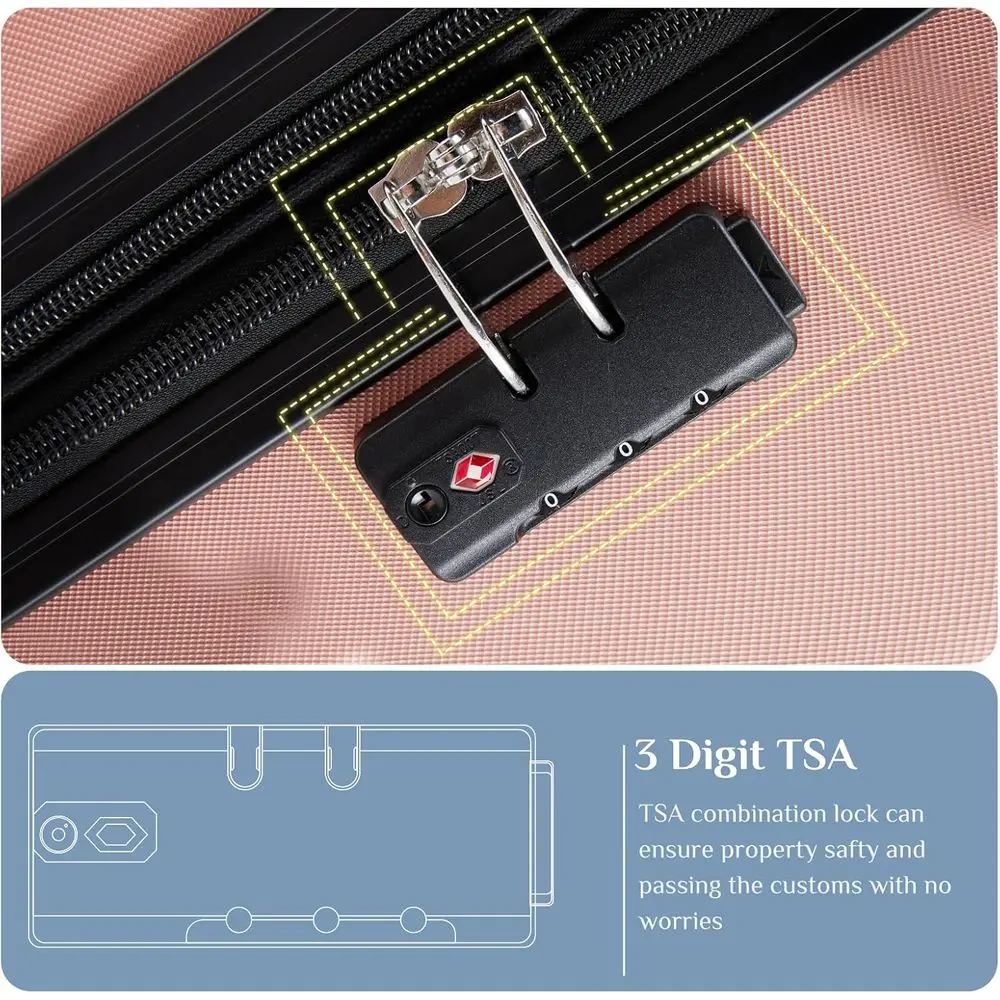 20 Expandable Hard Shell Suitcase with TSA Lock, Lightweight ABS, Double Spinner Wheels, Pink