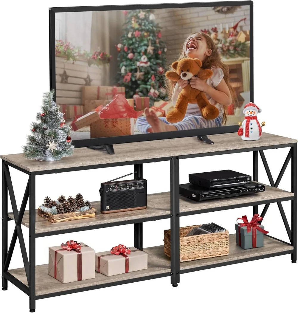 TV Stand for 65 Inch TV, Industrial TV Consoles with Storage for 55 Inch TV, Entertainment Center for Living Room & Bedroom