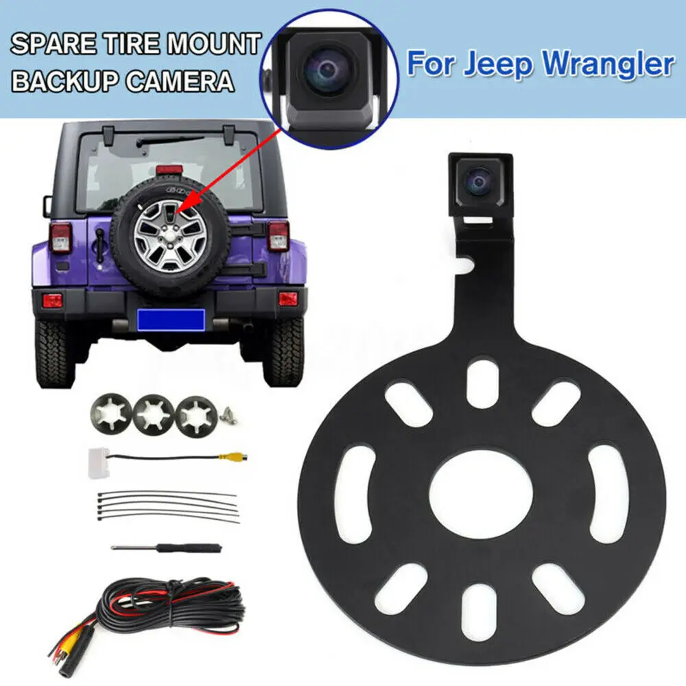 iPoster Metal Plate Reverse Backup Camera Waterproof Night Vision Spare Tire Mount For Jeep Wrangler