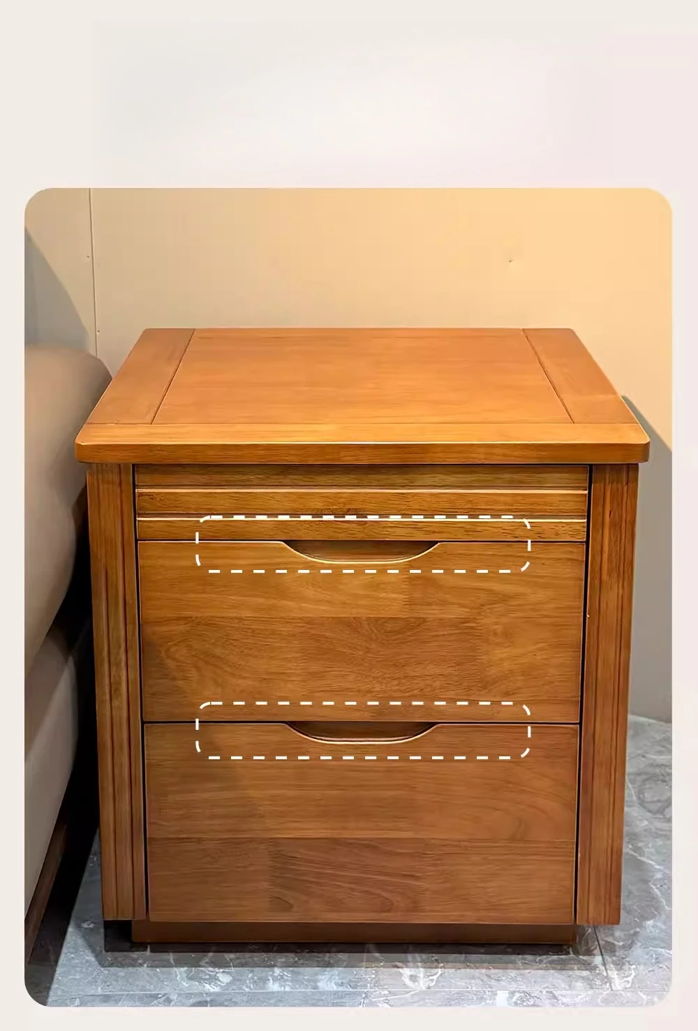 Solid wood hidden locker, new Chinese multi-functional hidden bedside table, household bedroom safe integrated