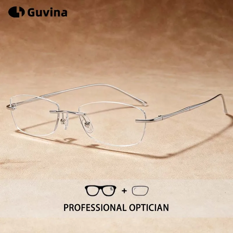 Delicate Rimless Glasses With Customized Prescription 1.61 1.67 MR-8 Ultra-durable Lenses Women Men Eyeglasses Pure Titanium 632