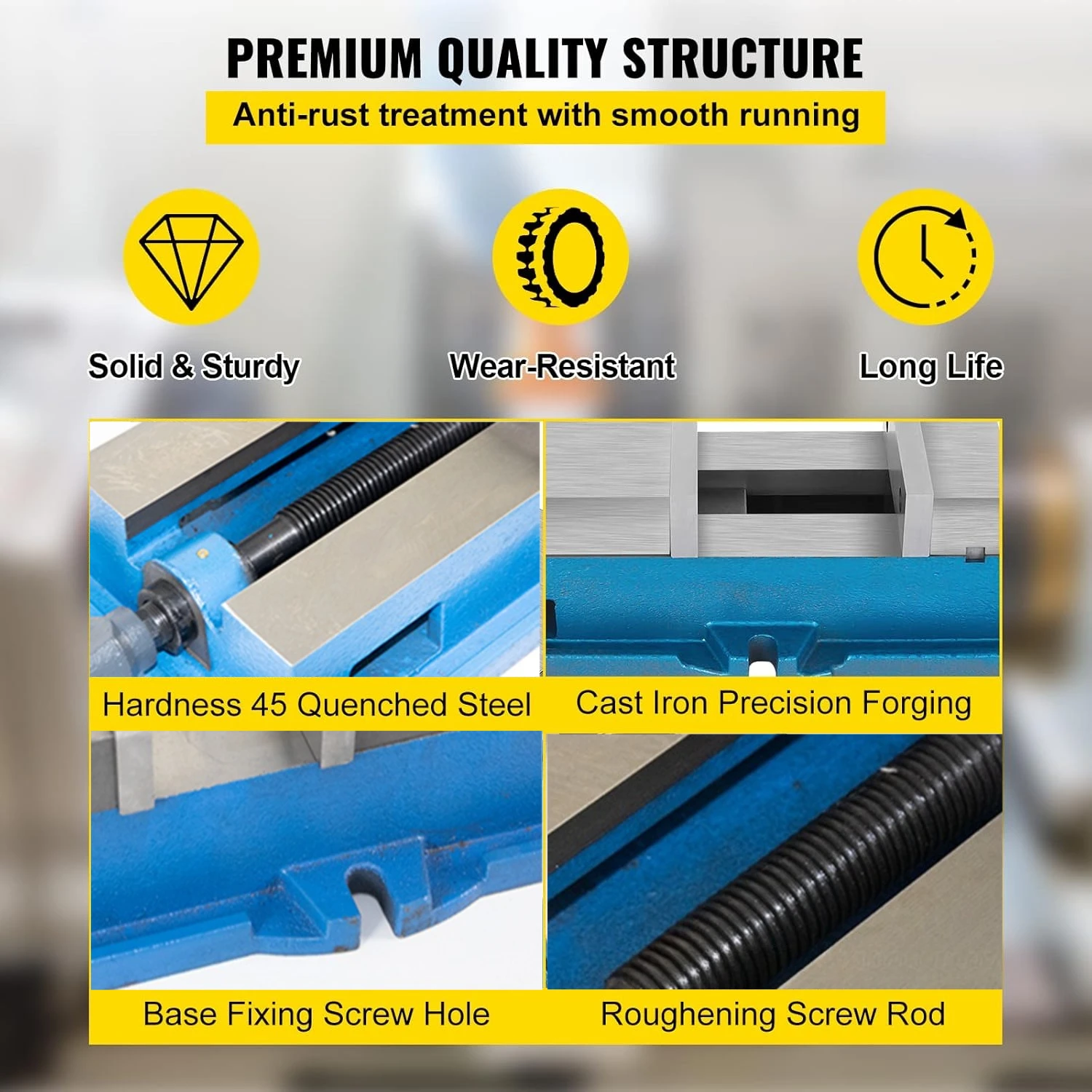 4 Inch/5 Inch Non Swivel Milling Lockdown Vise Precision Bench Clamp 100mm Width Drill Press Jaw Opening for Finishing Parts