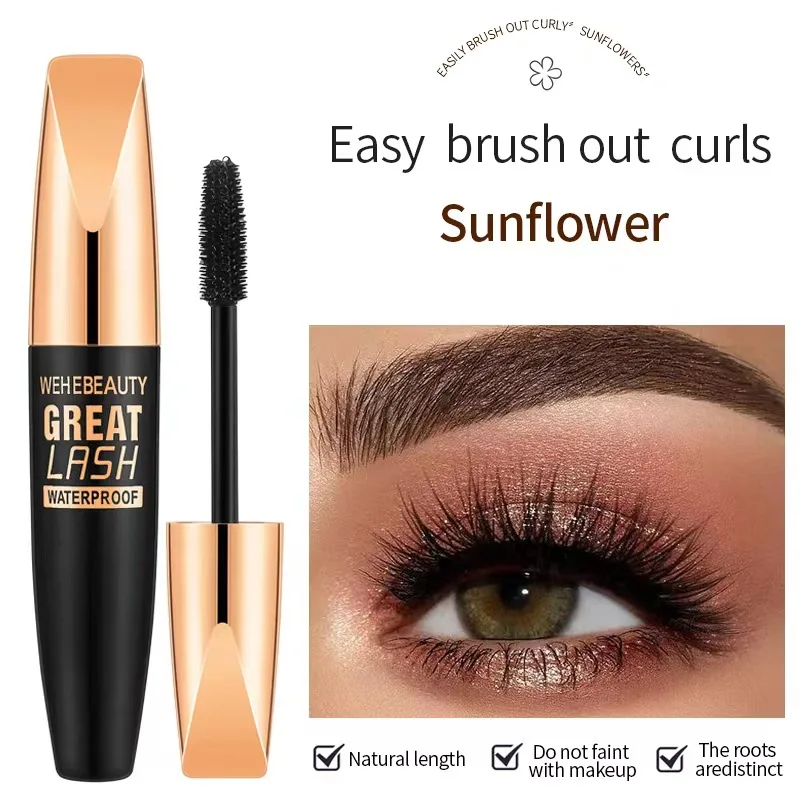 4D Silk Fiber Lash Mascara, 2 em 1, impermeável, alongamento cosméticos, Eye Curling, grosso, maquiagem dos olhos, navio, B0G0