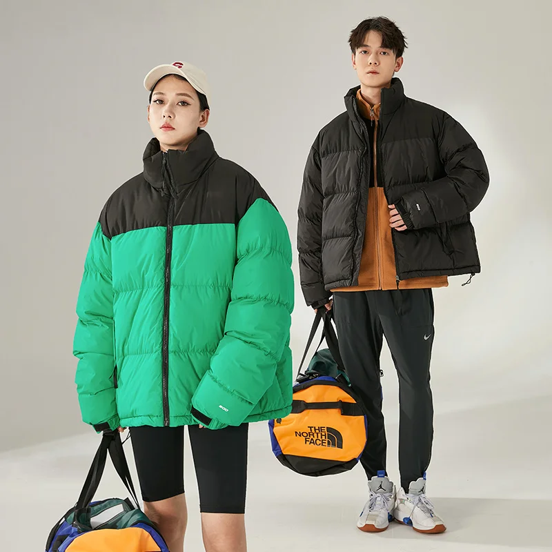 

Men's down Cotton Jaet 2025 Autumn Winter New Sle Stand Collar Patchwork Thiened Bread Sle Loose Faionable Casual