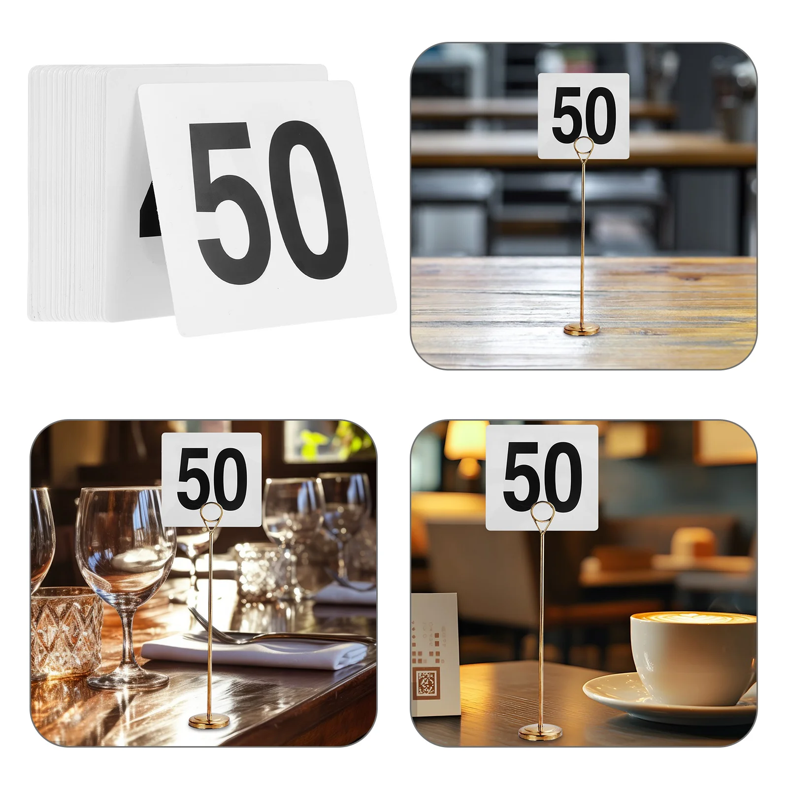 

50Pcs Table Numbers 1-50 Elegant Double Side Number Cards for Wedding Reception Restaurant Cafe Club Seating Arrangement
