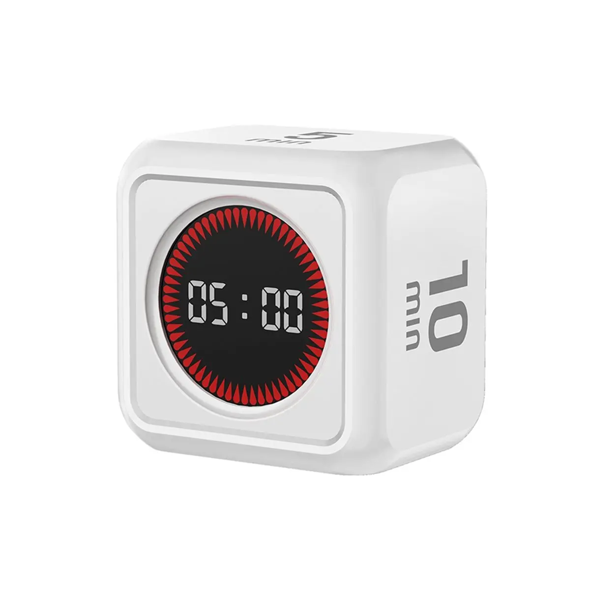 DT38 Digital Timer Gravity Sensor Flipping LED Display 4 Preset Time Rechargeable Cube Timer for Cooking Study Shower White