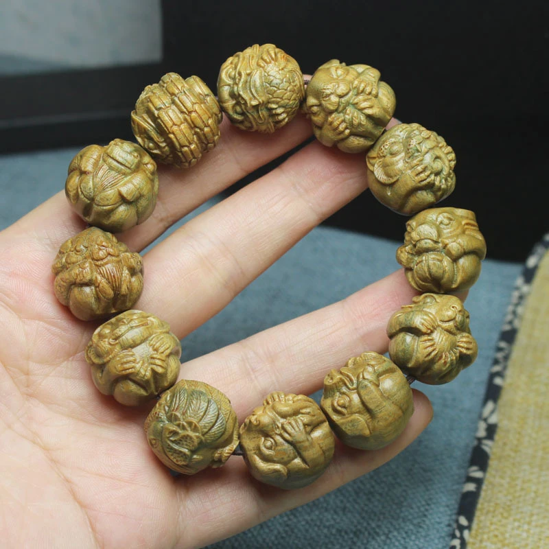 

Бусина Green Zodiac Bead 20 мм, браслет из сандалового дерева для мужчин и женщин, декоративный элемент.