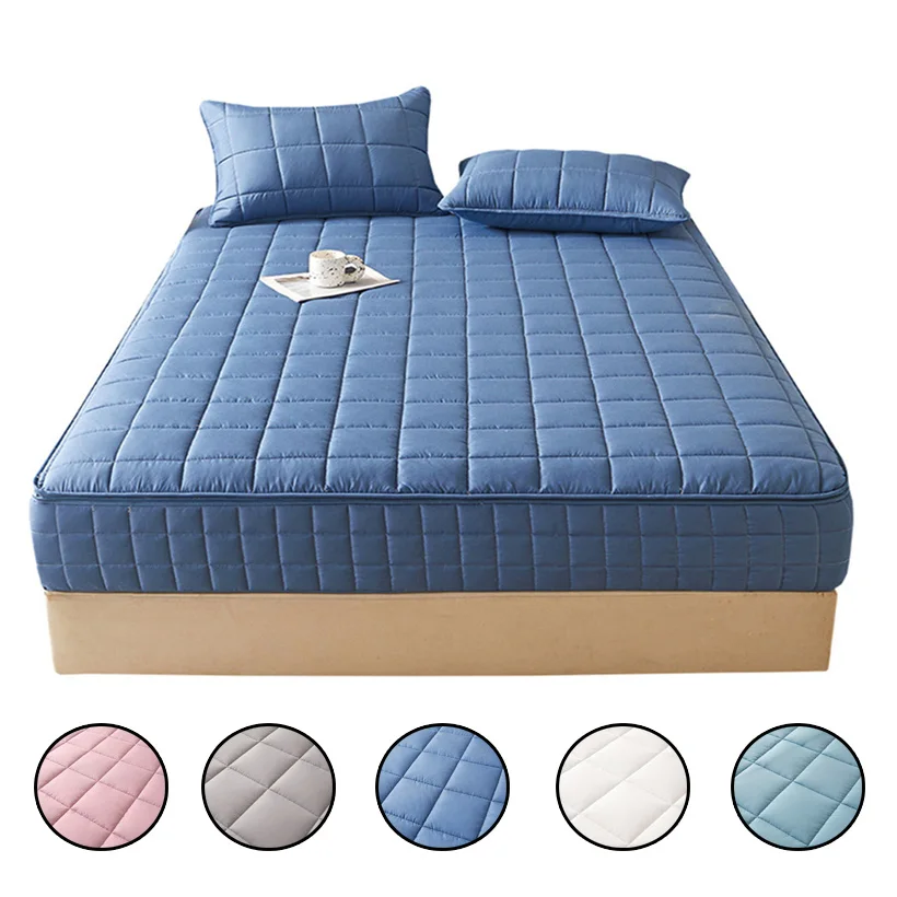 

Six Sides Full Enclosed Mattress Topper Quilted Mattress Cover with Zipper Breatahable Noiseless Thick Mattress Pad Pretector