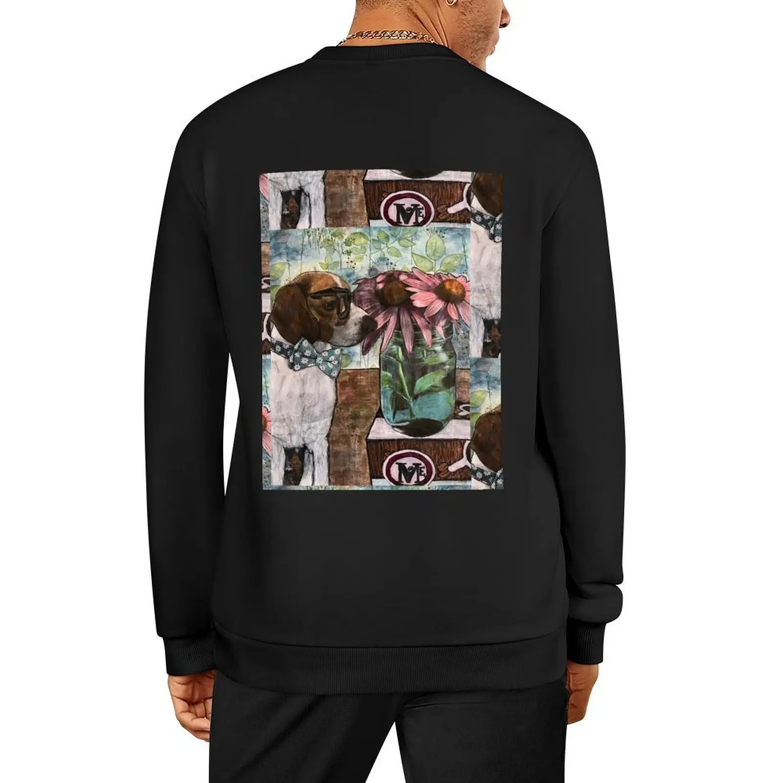 

Beagle botanical love Pullover mens clothing anime clothing men wear korean style clothes winter man sweatshirt