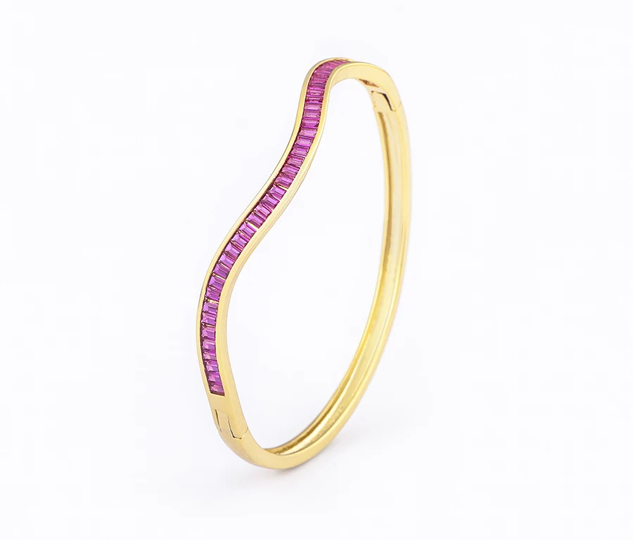 Nidin Licht Luxus Offene Armreif für Frauen Matt Frauen Armband Doppel Linie Ring Liebe Verwoben Wasser Welligkeit Armband Schmuck – Detail 7
